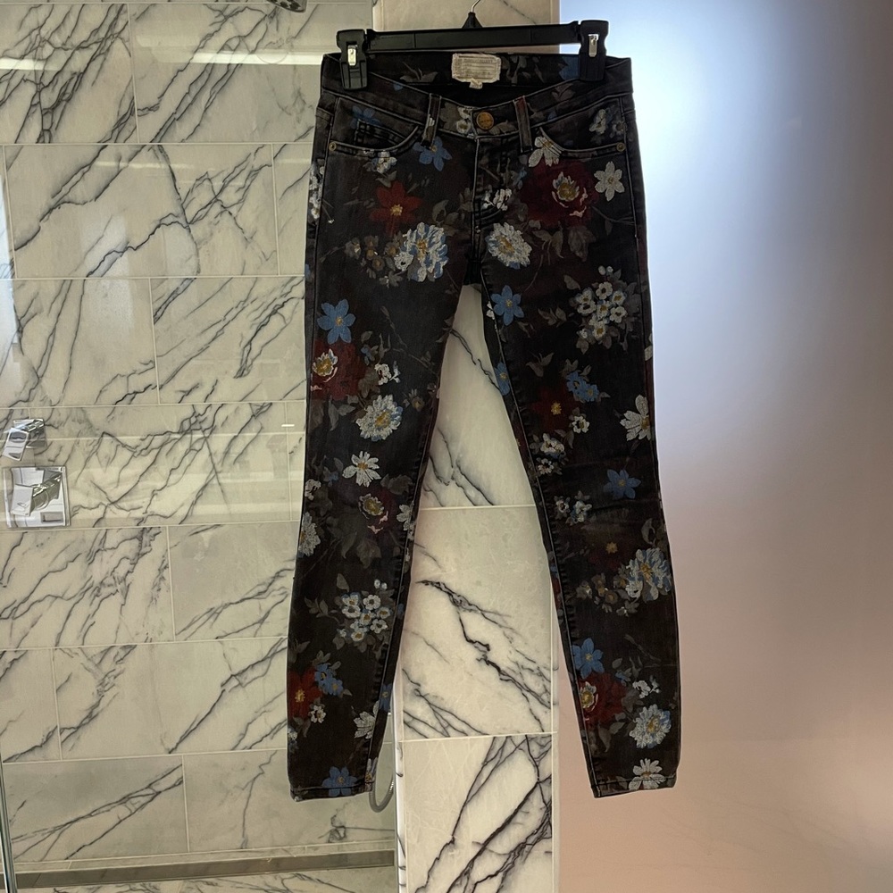 Current Elliott floral blk denim sz 23 excellent RARE